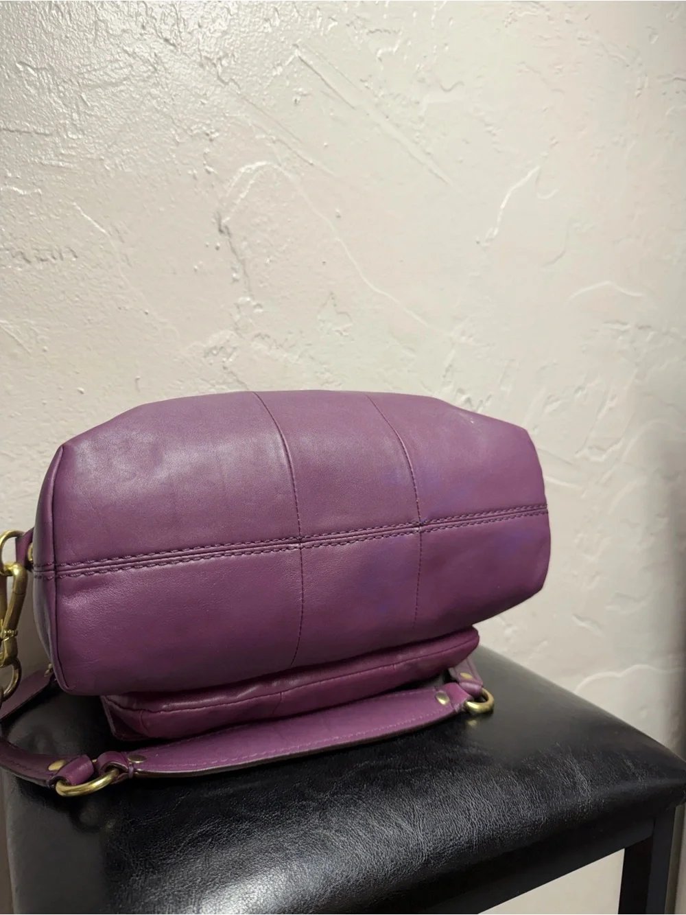Coach Purple Leather Satchel with Gold Hardware